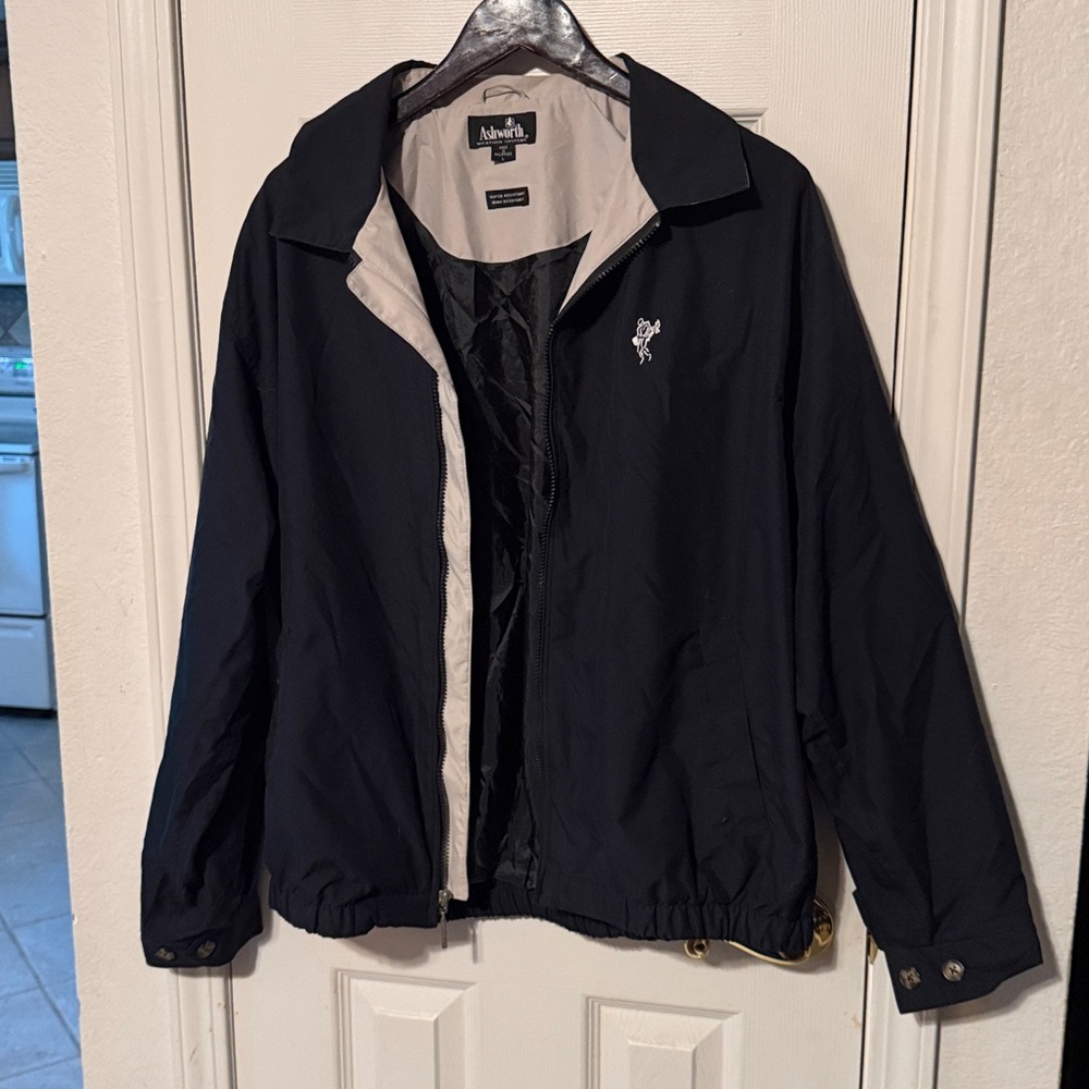Vintage Ashworth Black Windbreaker/rain Jacket
